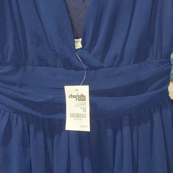 Navy Blue Ruffled Dress - Picture 2 of 2